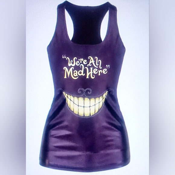 We Are All Mad Here Cheshire Cat Tank top one size s/m - Picture 2 of 2